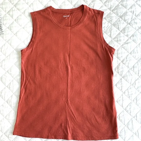 Quince Cotton Modal Muscle Tank, Terrracotta - Picture 4 of 6